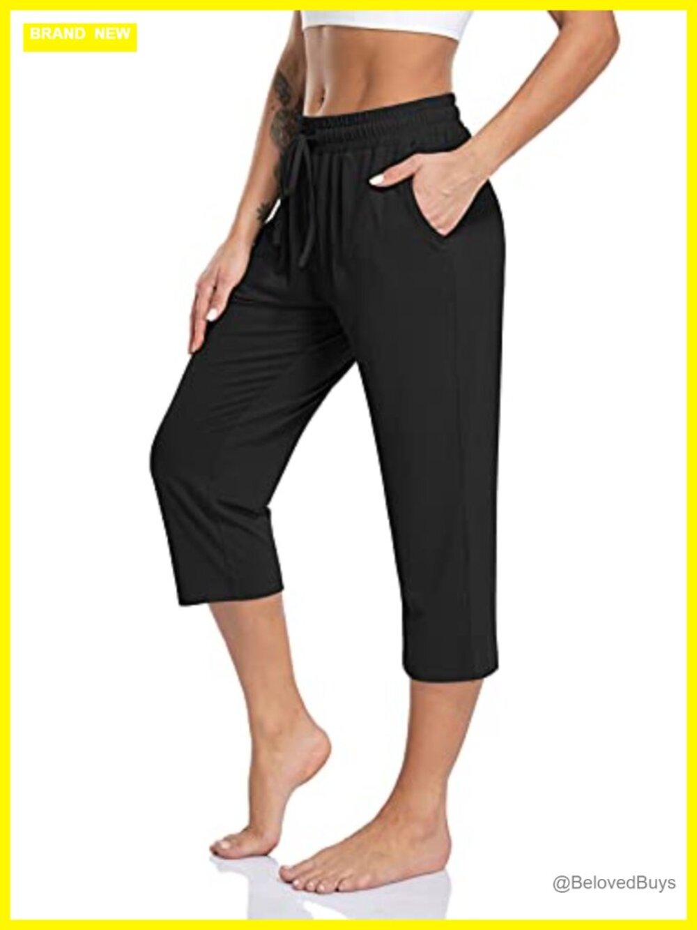 Women's Capri Yoga Pants Loose Drawstring Sweatpants with Pockets